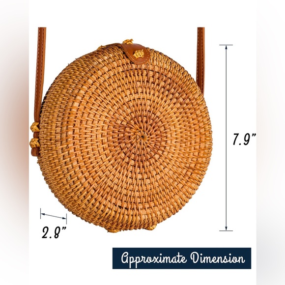 Round Wicker Rattan Crossbody Purse - NWOT - Picture 5 of 6